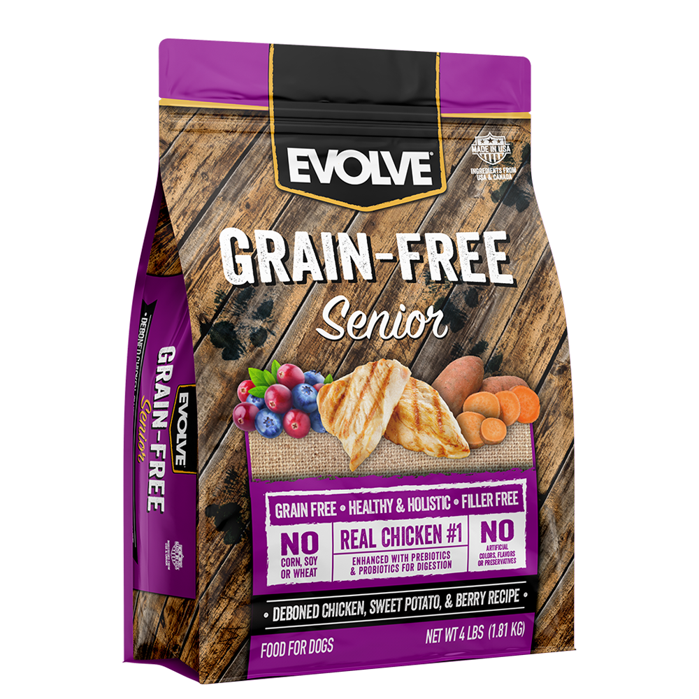 Grain Free Senior Dog Food with Chicken Sweet Potato and Berries 4 LB 14 LB Evolve