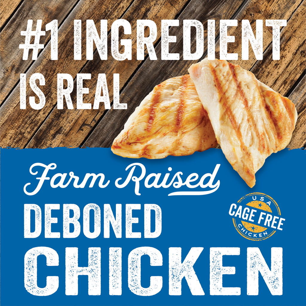 #1 ingredient is real, farm raised, deboned chicken