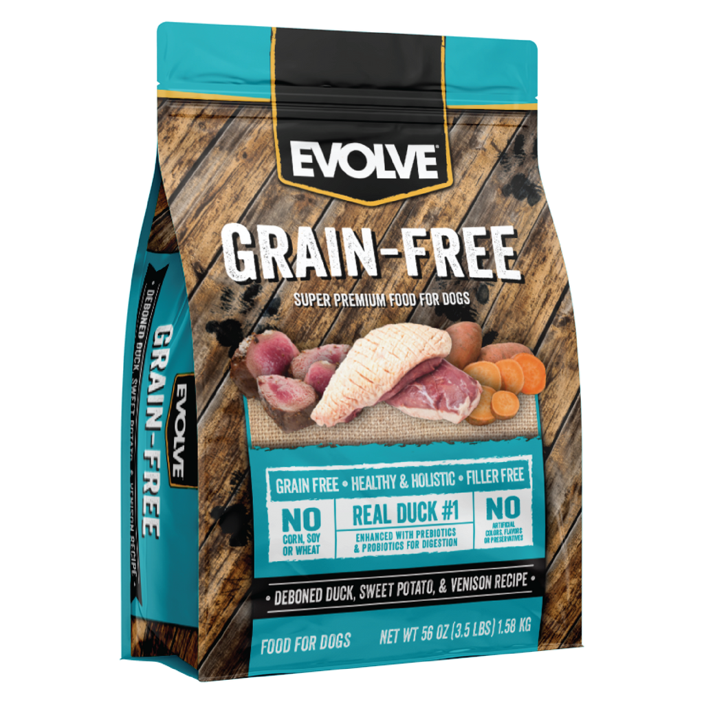 Evolve Grain Free Duck, Sweet Potato & Venison Recipe Dry Dog Food | 3.5 LB, 11 LB