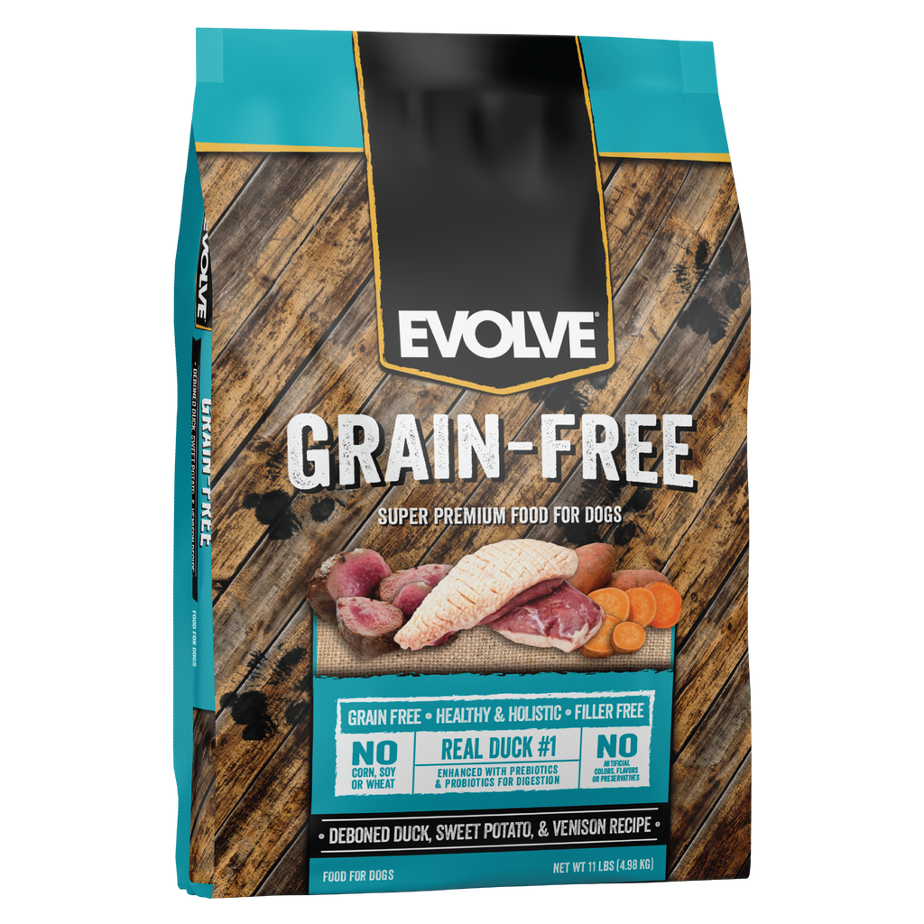 Evolve Grain Free Duck, Sweet Potato & Venison Recipe Dry Dog Food | 3.5 LB, 11 LB