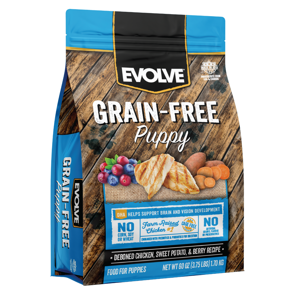 Grain Free Puppy Food with Chicken, Sweet Potato, & Berries | 3.75 LB, 14 LB | Evolve