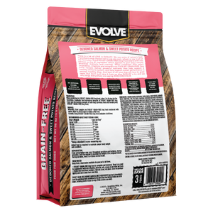 salmon and sweet potato dry dog food, 3.5 LB - back panel