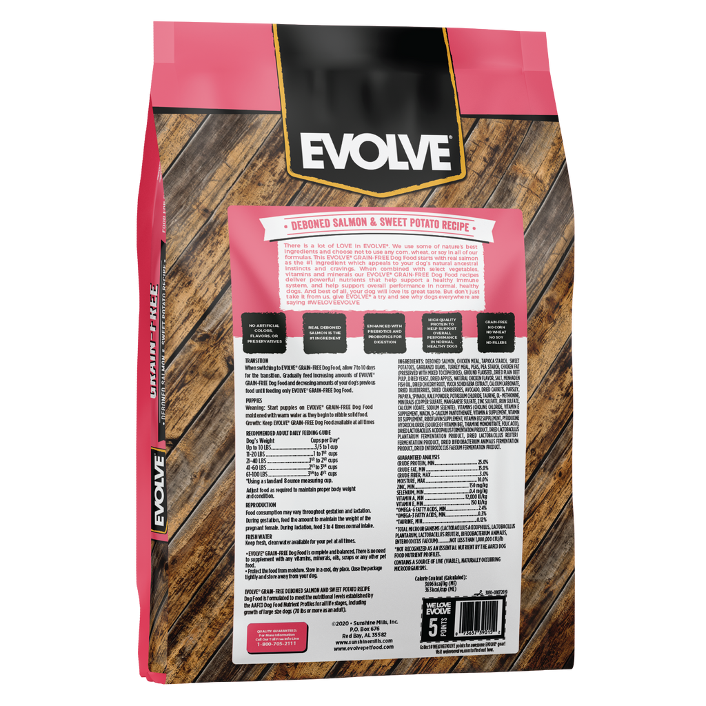 Evolve Grain Free Salmon & Sweet Potato Recipe Dry Dog Food | 3.5 LB, 12 LB
