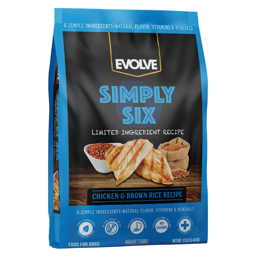 Evolve Simply Six Chicken Brown Rice Recipe Dry Dog Food | 4 LB, 12 LB