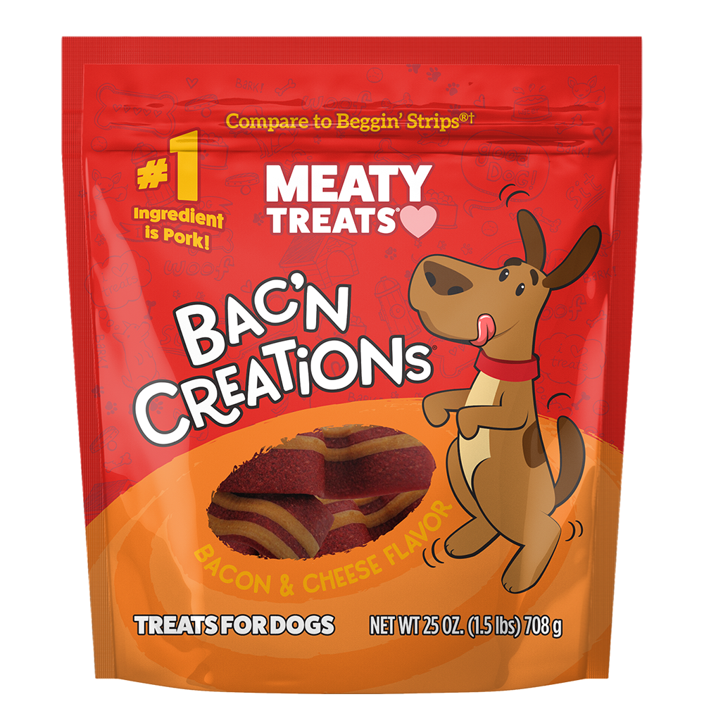 Meaty Treats Bak'n Creations Bacon & Cheese Dog Treats Soft Dog Treats | 6 oz, 25 oz