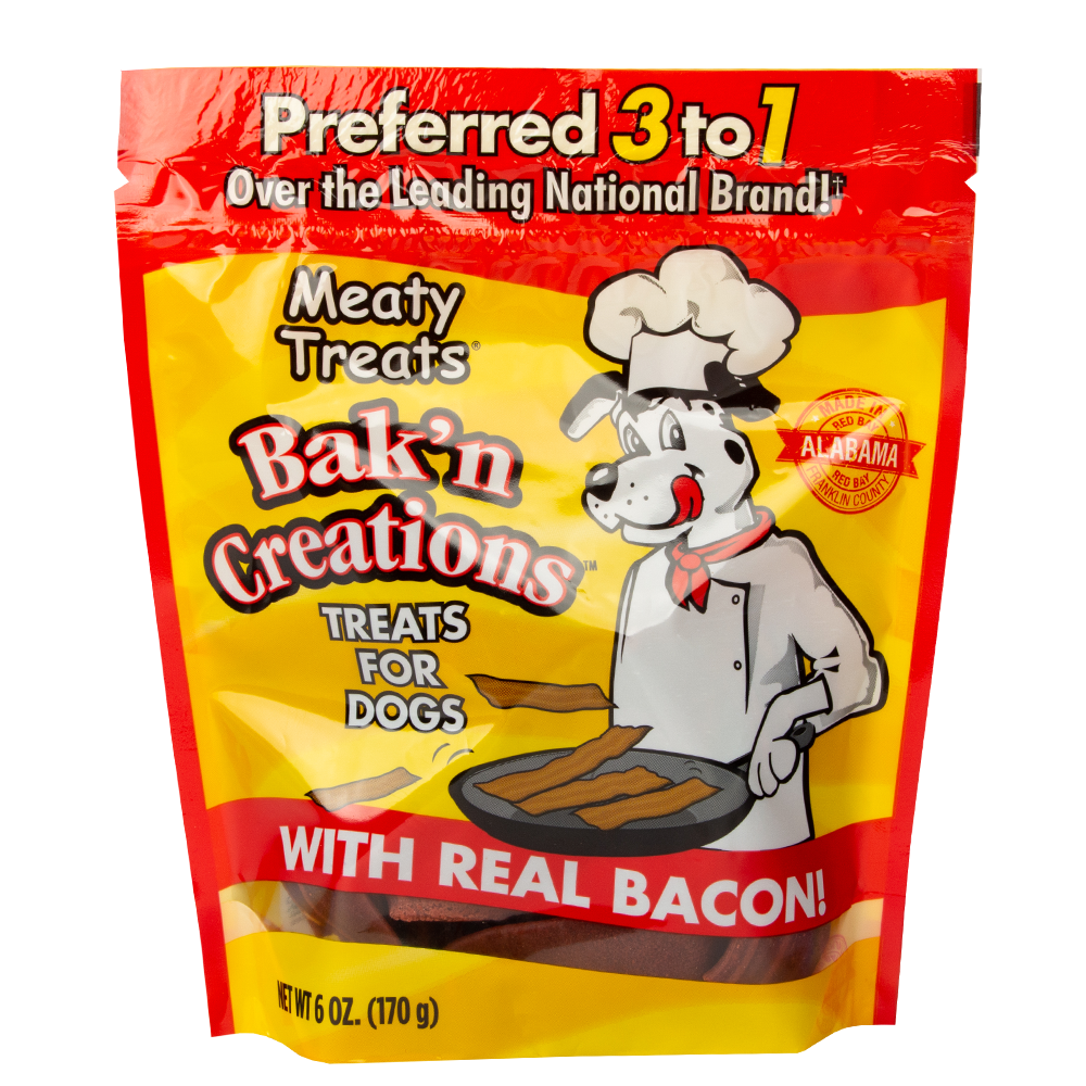 Meaty Treats Bak'n Creations Bacon Dog Treats Soft Dog Treats | 6 oz, 25 oz