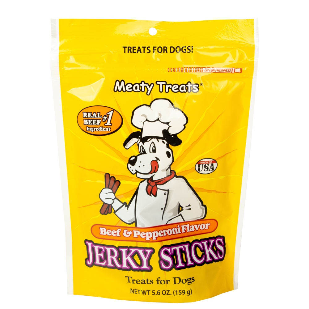 Meaty Treats Beef & Pepperoni Flavor Jerky Sticks for Dogs Soft Dog Treats | 22.5 oz, 5.6 oz