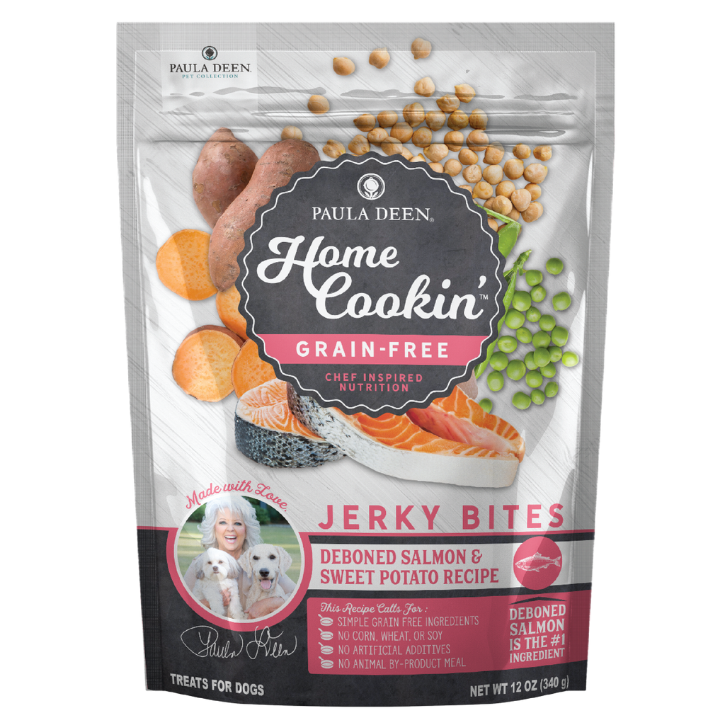 Paula Deen Home Cookin' Grain Free Deboned Salmon & Sweet Potato Jerky Bites Soft Dog Treats | 12 oz