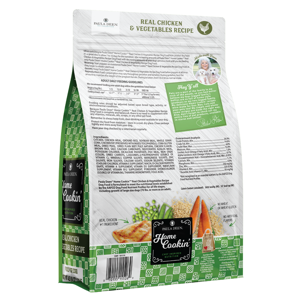 Paula Deen Home Cookin' Chicken & Vegetable Dry Dog Food | 4 LB, 12 LB