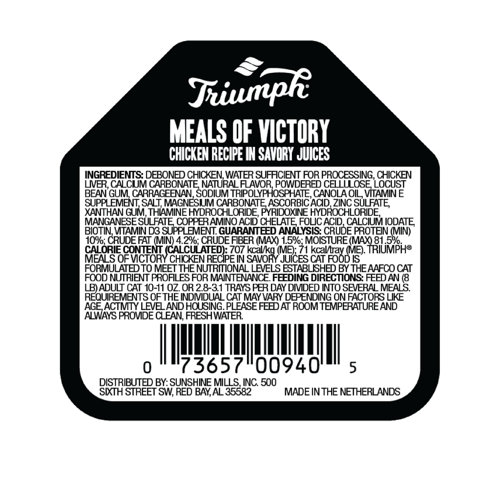 Triumph Meals of Victory Chicken Recipe Wet Cat Food | 3.5 oz - 15 pk