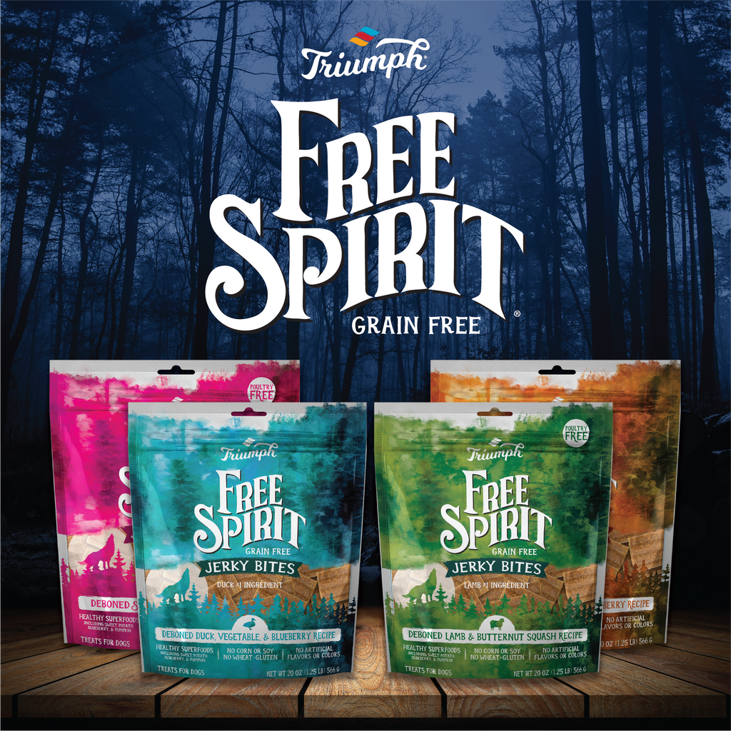 Triumph Free Spirit Grain Free Duck, Vegetable, & Blueberry Recipe Jerky Bites Dog Treats | 20 oz