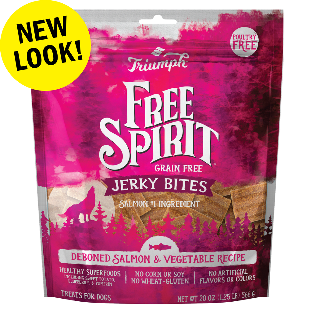 Triumph Free Spirit Grain Free Salmon and Vegetable Recipe Jerky Bites Soft Dog Treats | 20 oz