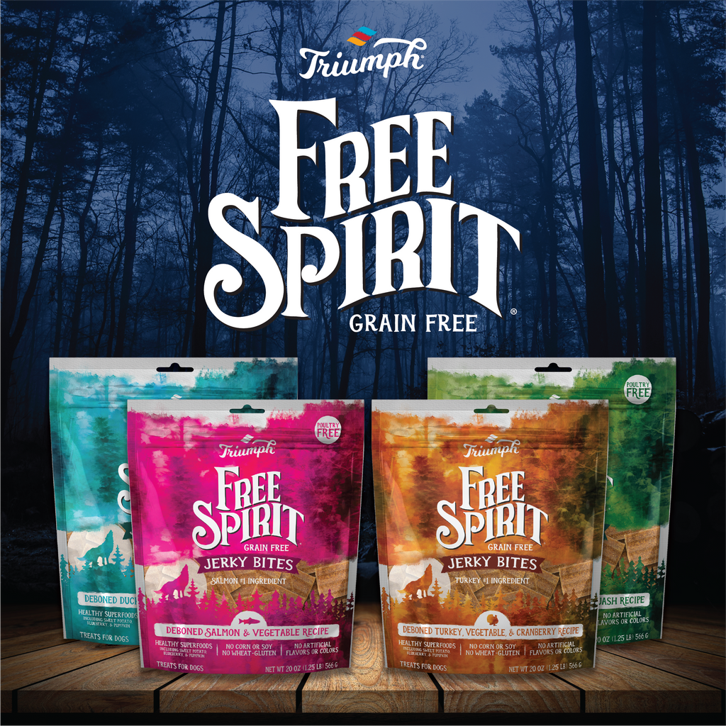 Triumph Free Spirit Grain Free Turkey, Vegetable & Cranberry Recipe Jerky Bites Dog Treats | 20 oz