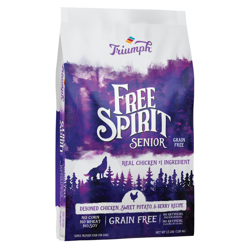 Triumph Free Spirit Senior Deboned Chicken, Sweet Potato, & Berry Recipe Dry Dog Food | 3 LB, 13 LB, 26 LB