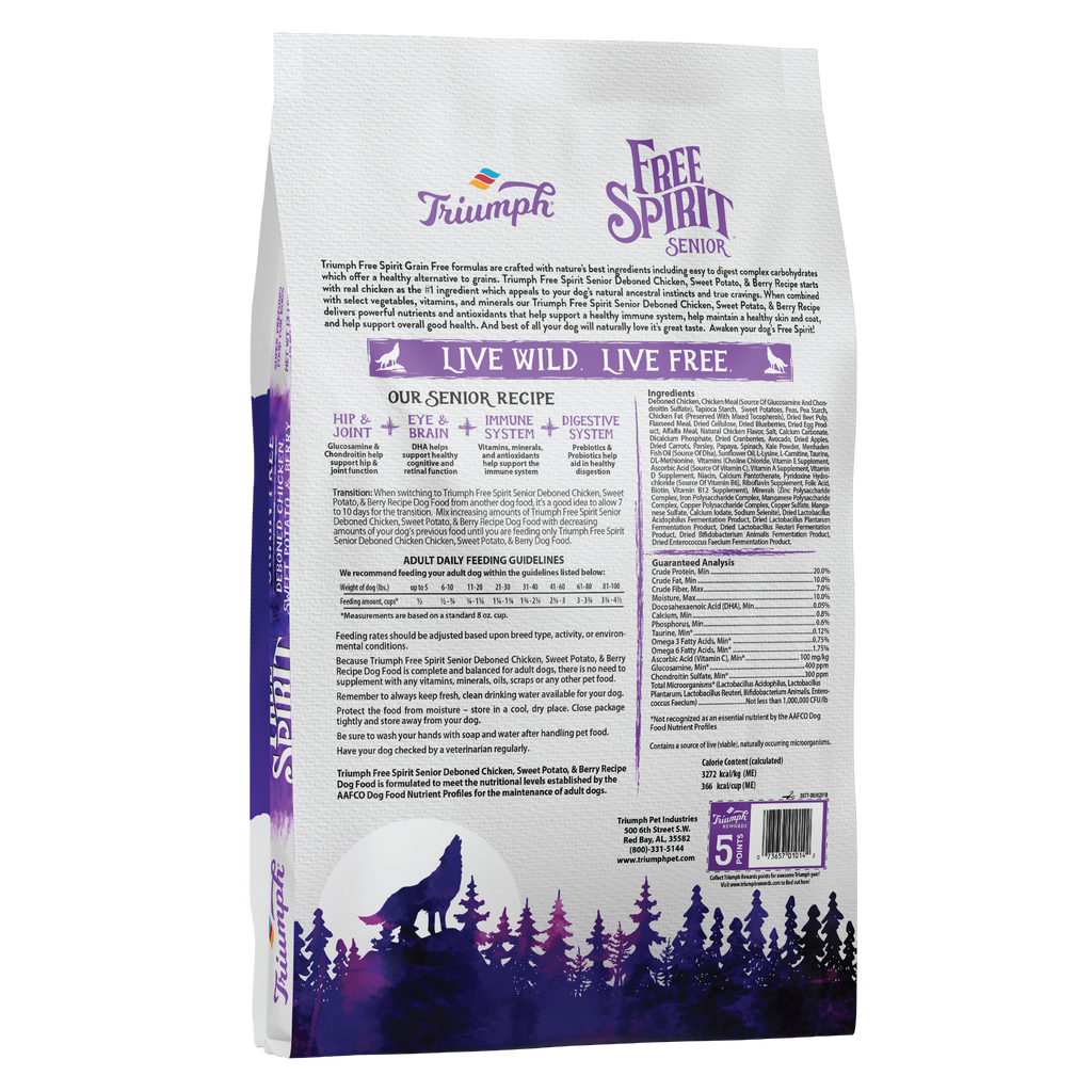 Deboned Chicken, Sweet Potato, & Berry Senior Dog Food | 3 LB, 13 LB, 26 LB | Triumph