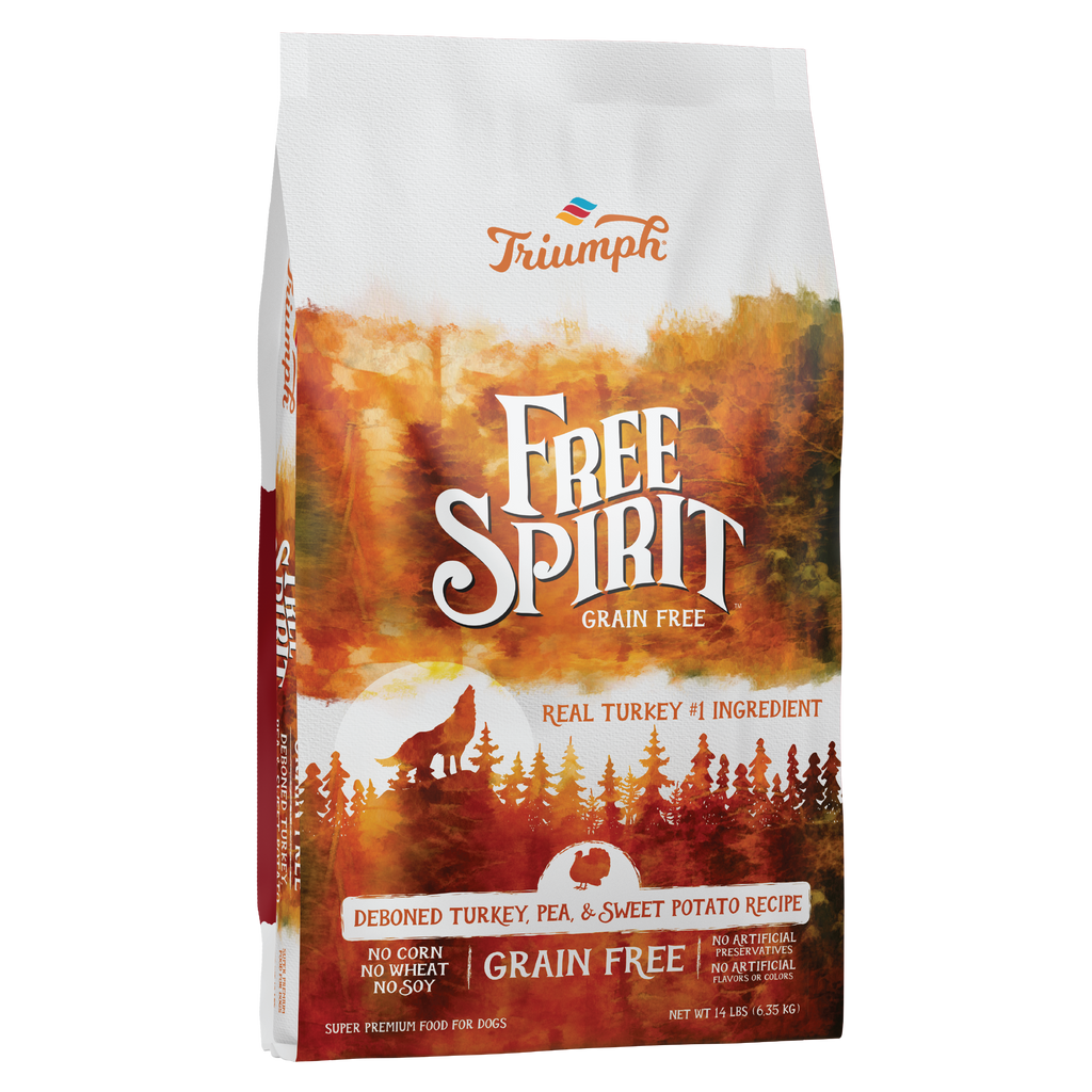 Triumph Free Spirit Grain Free Turkey, Pea, & Sweet Potato Recipe Dry Dog Food | 3 LB, 14 LB, 26 LB