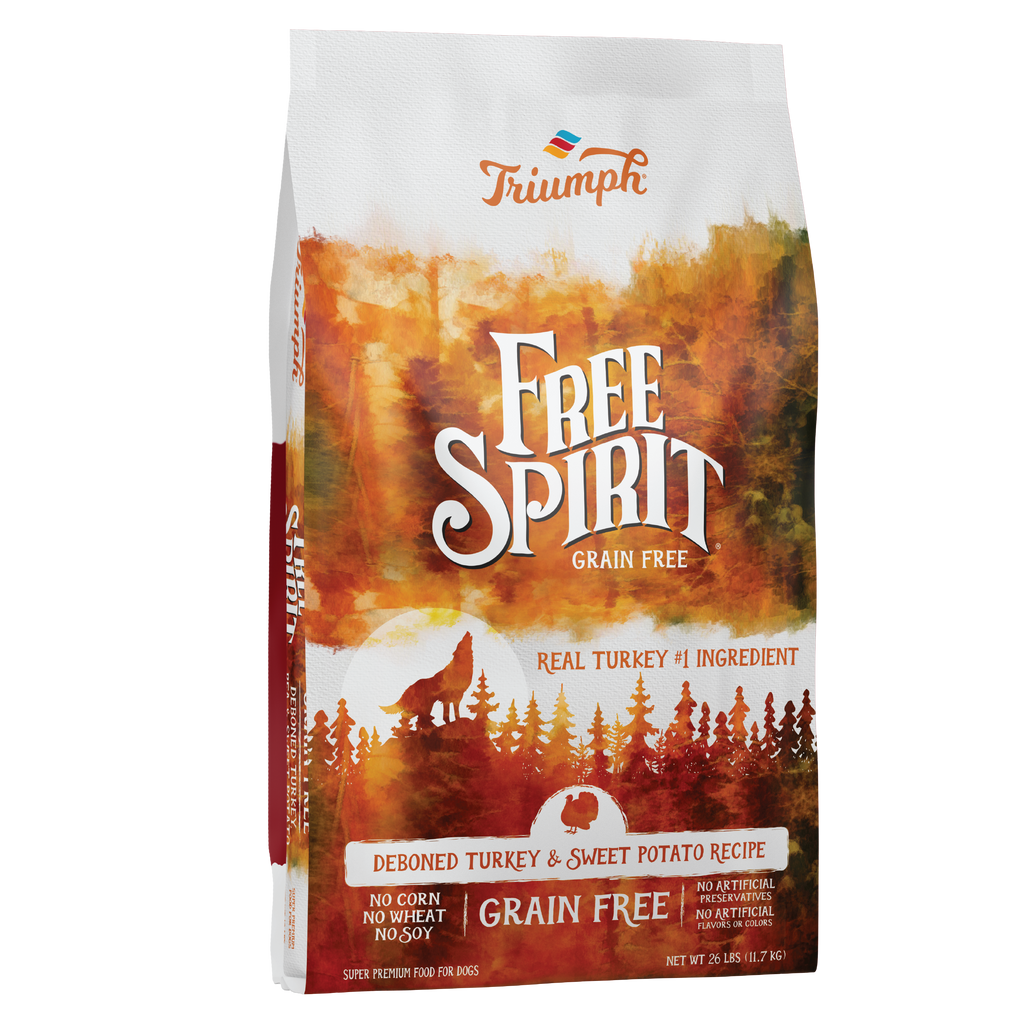 Triumph Free Spirit Grain Free Turkey, Pea, & Sweet Potato Recipe Dry Dog Food | 3 LB, 14 LB, 26 LB