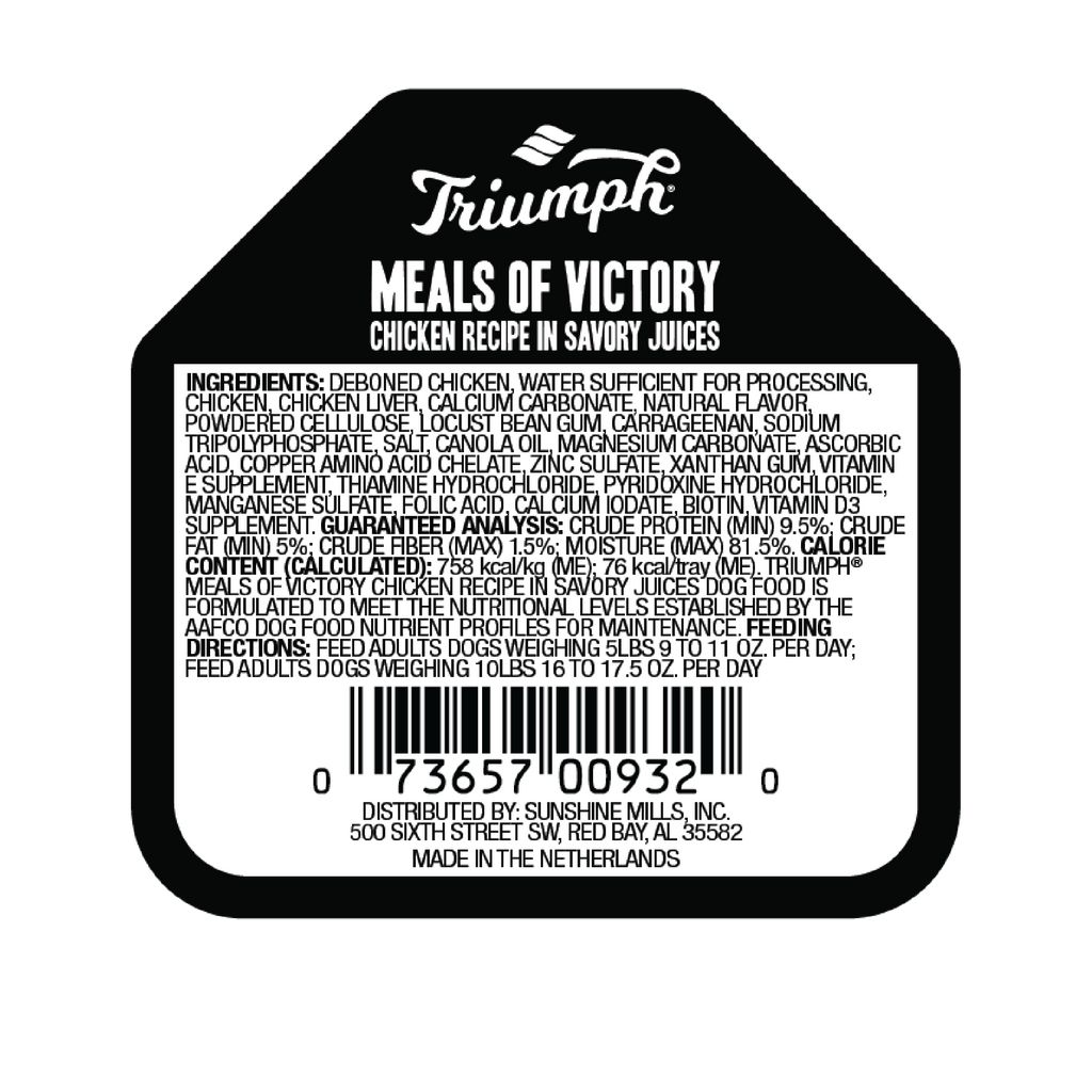 Triumph Meals of Victory Chicken Recipe Wet Dog Food | 3.5 oz - 15 pk