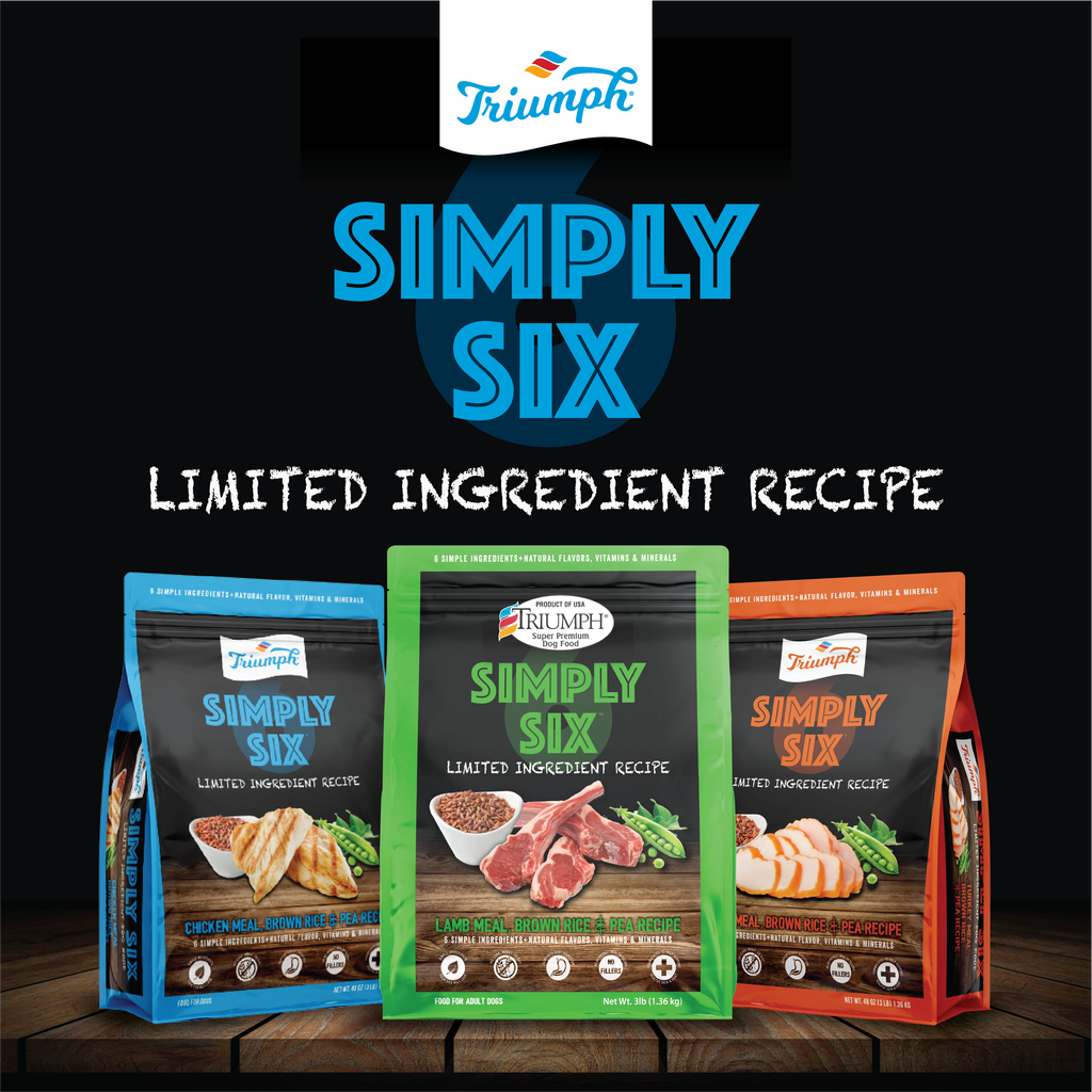 Triumph Simply Six Chicken, Brown Rice, & Pea Recipe Dry Dog Food | 3 LB, 14 LB, 28 LB