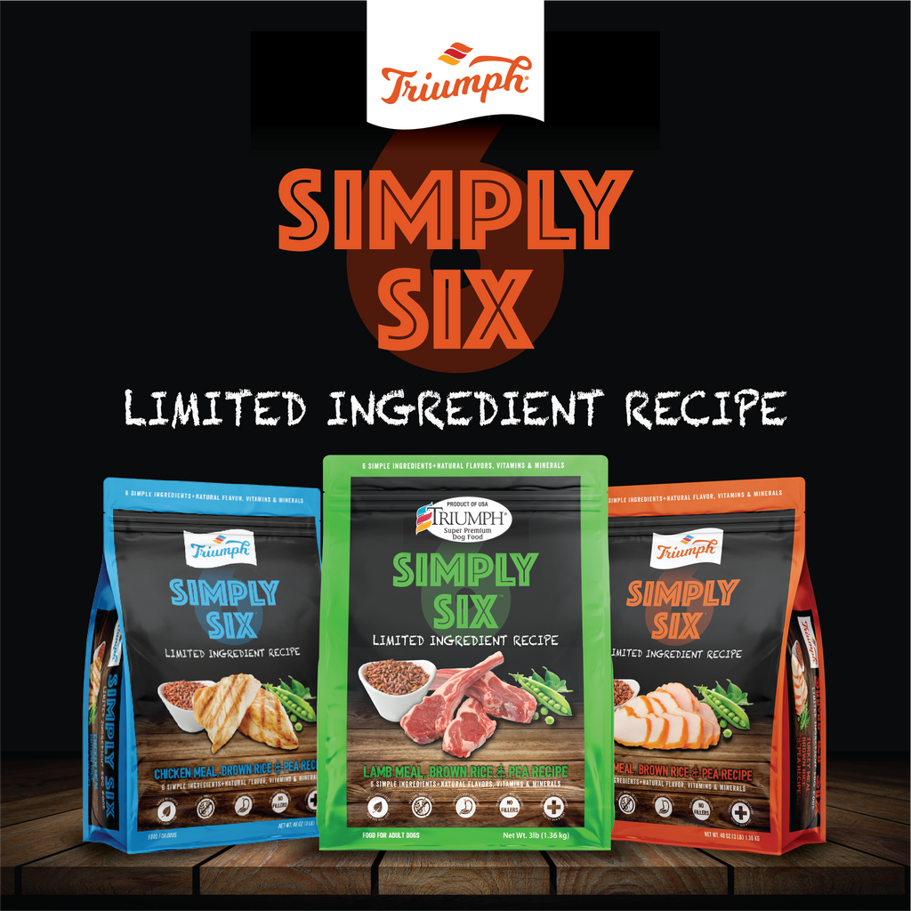 Simply Six Turkey, Brown Rice, & Pea Dog Food | 3 LB, 14 LB, 28 LB | Triumph