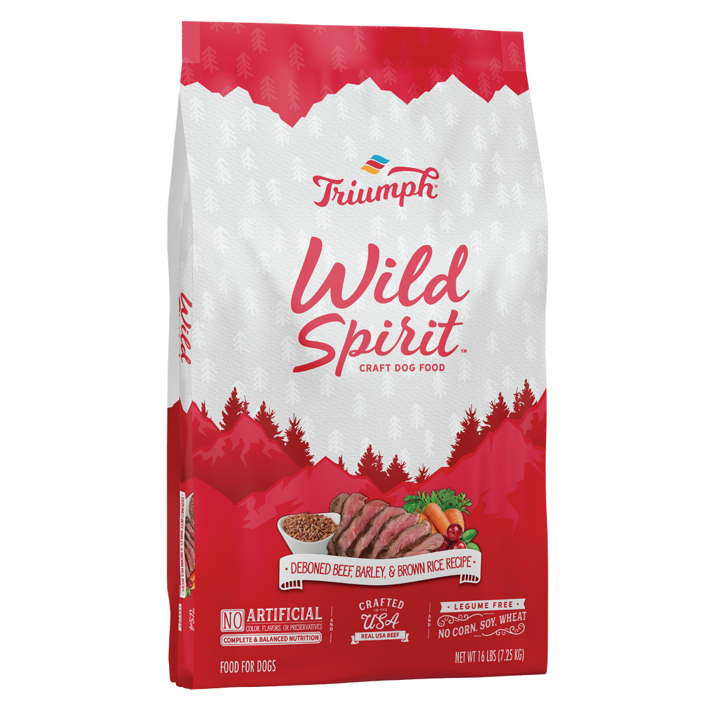 Triumph Wild Spirit Beef, Barley & Brown Rice Recipe Dry Dog Food | 3.5 LB, 16 LB, 30 LB