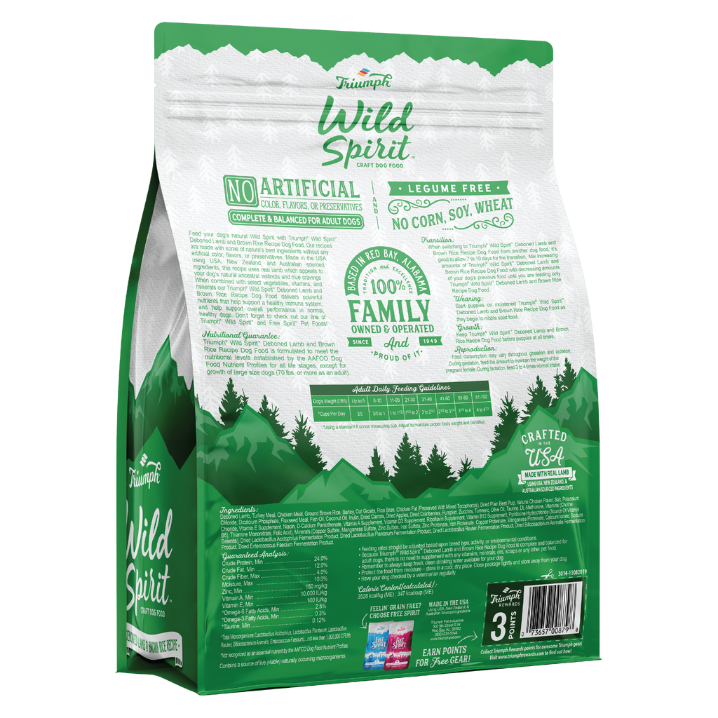 Lamb & Brown Rice Dog Food | 3.3 LB, 15 LB, 28 LB | Triumph