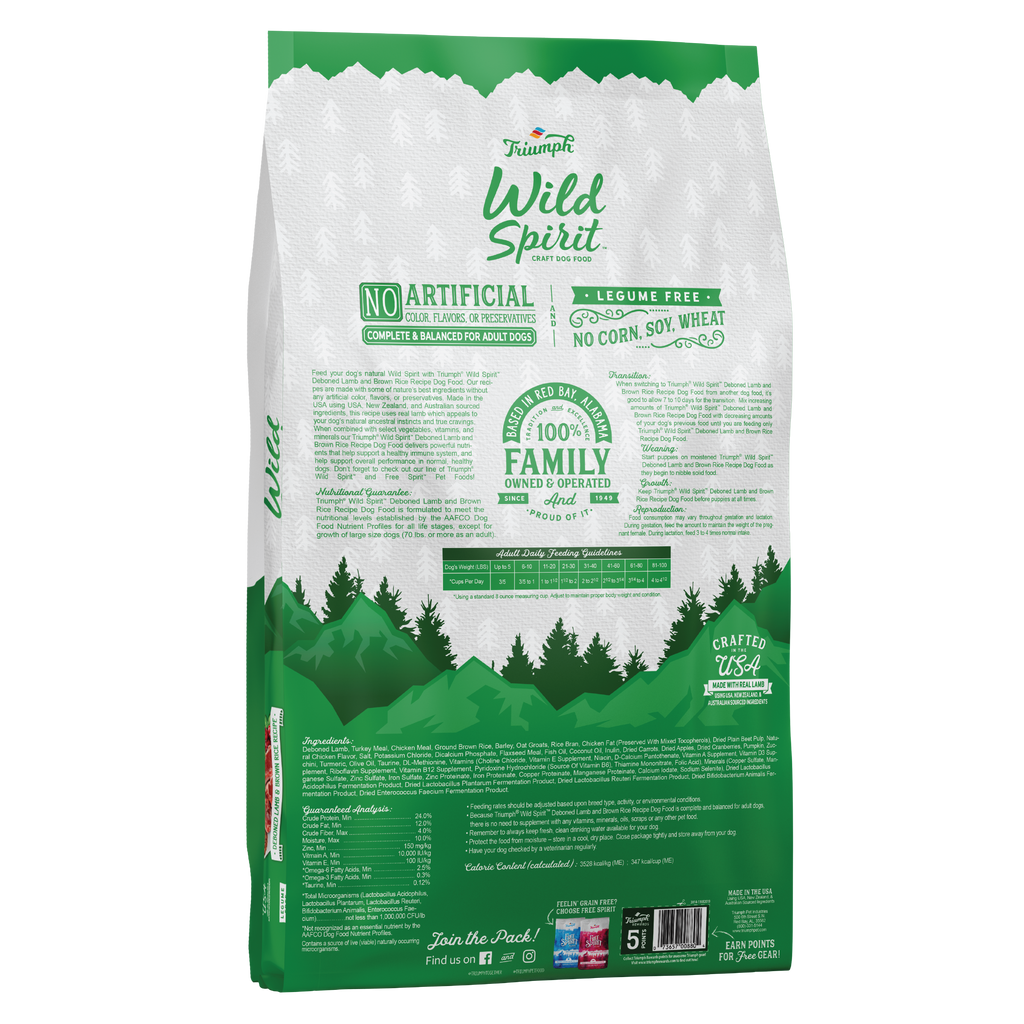 Lamb & Brown Rice Dog Food | 3.3 LB, 15 LB, 28 LB | Triumph