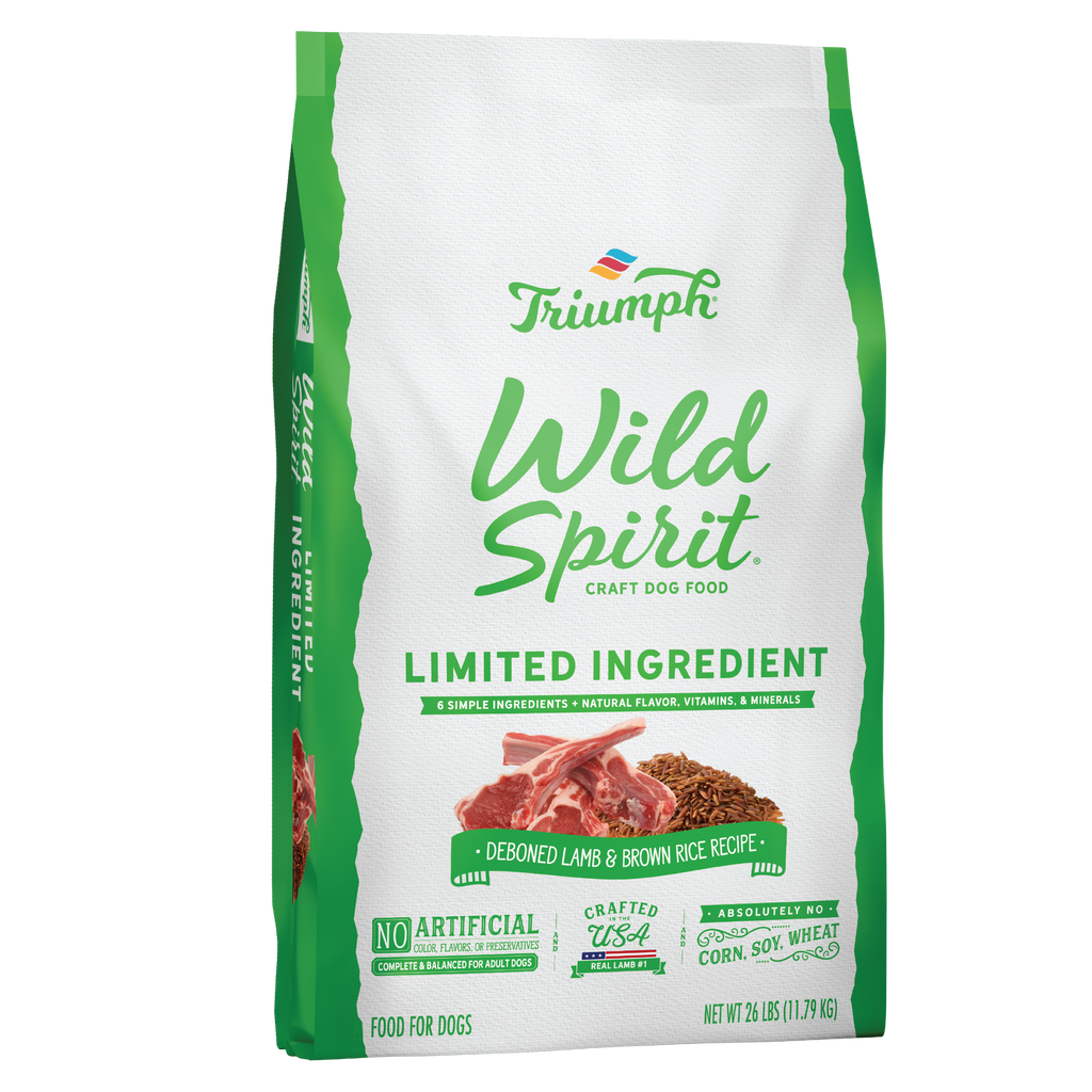 Triumph Wild Spirit Limited Ingredient Lamb Brown Rice Recipe Dry Dog Food 13 LB 26 LB