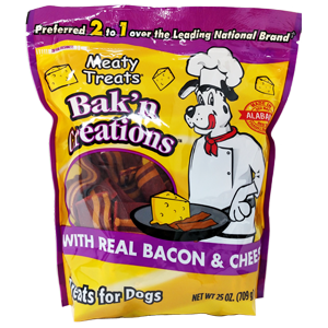 Meaty Treats Bak'n Creations Bacon & Cheese Dog Treats Soft Dog Treats | 6 oz, 25 oz