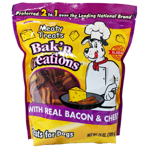 Bak n Creations Bacon Cheese Dog Treats 6 oz 25 oz Meaty Treats